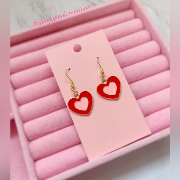 Handmade Valentine’s Day heart earrings Sterling Silver - Picture 2 of 3